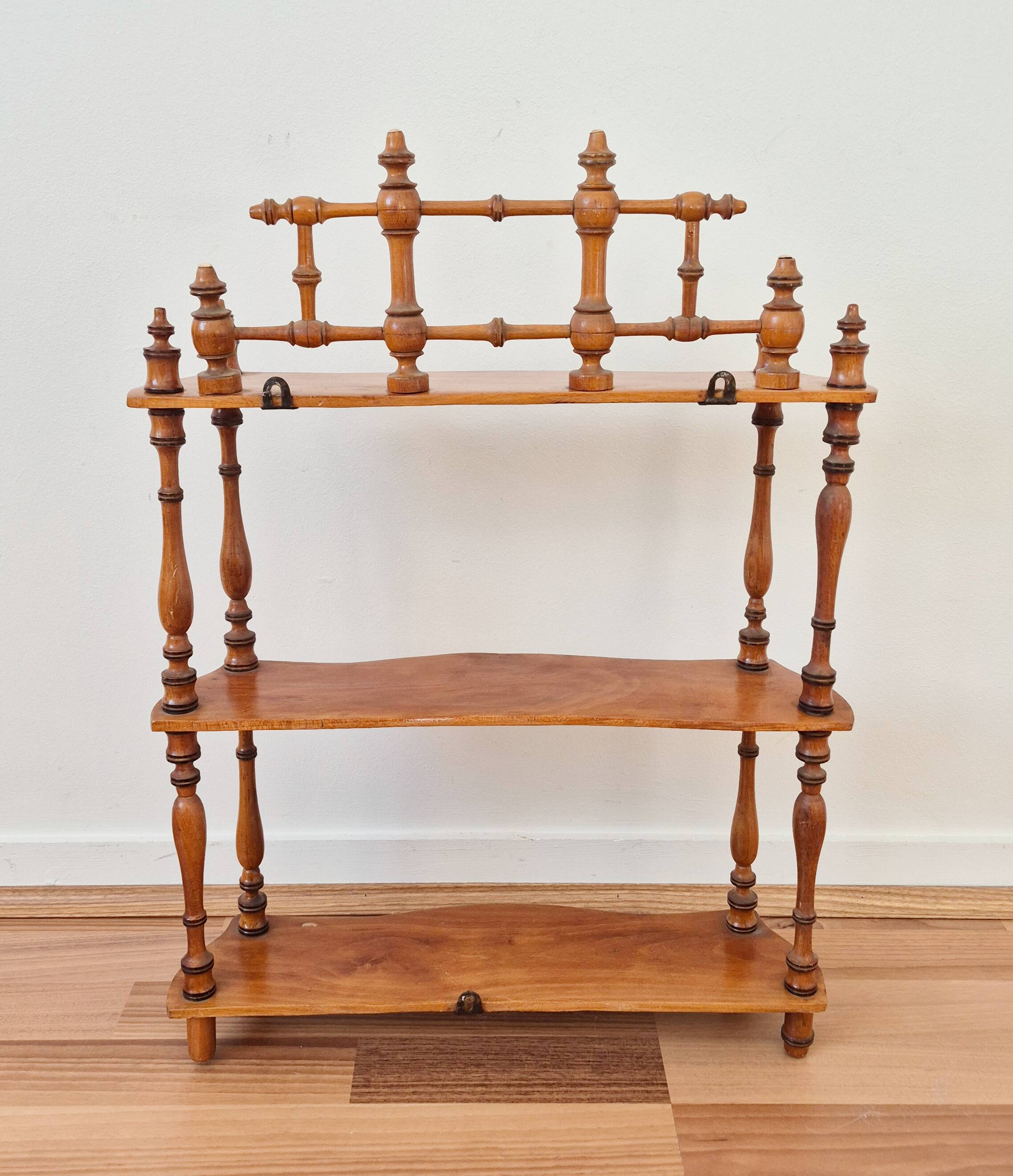 Waxed turned wooden shelf