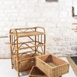 Wicker and rattan chest of drawers with 3 drawers
