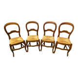 Set of 4 wooden chairs with mulched seat