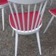 Set of 4 Scandinavian style chairs from the 50s in white lacquered wood and red skaï patties