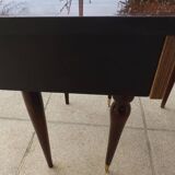 2 Bedside tables typical of the 50s in mahogany-colored varnished wood.