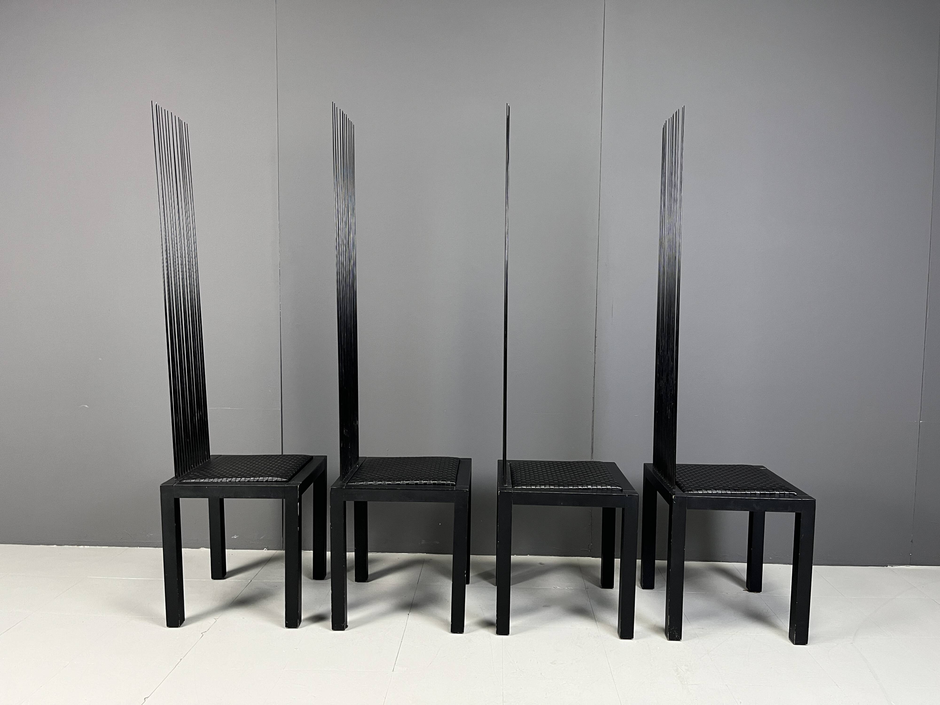 Vintage high back dining chairs, 1980s