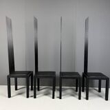 Chaises de salle à manger vintage à haut dossier, 1980