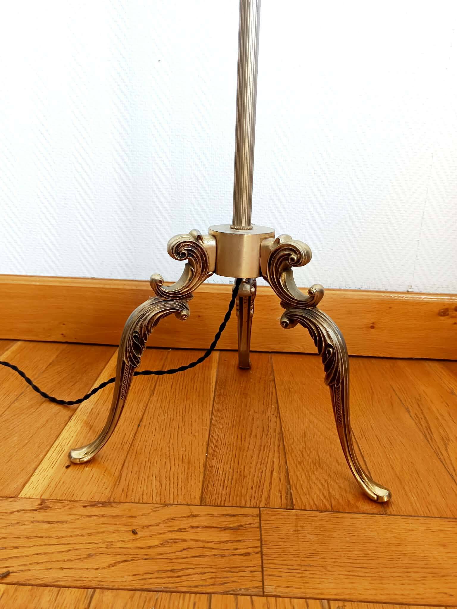 Tripod floor lamp brass circa 1950
