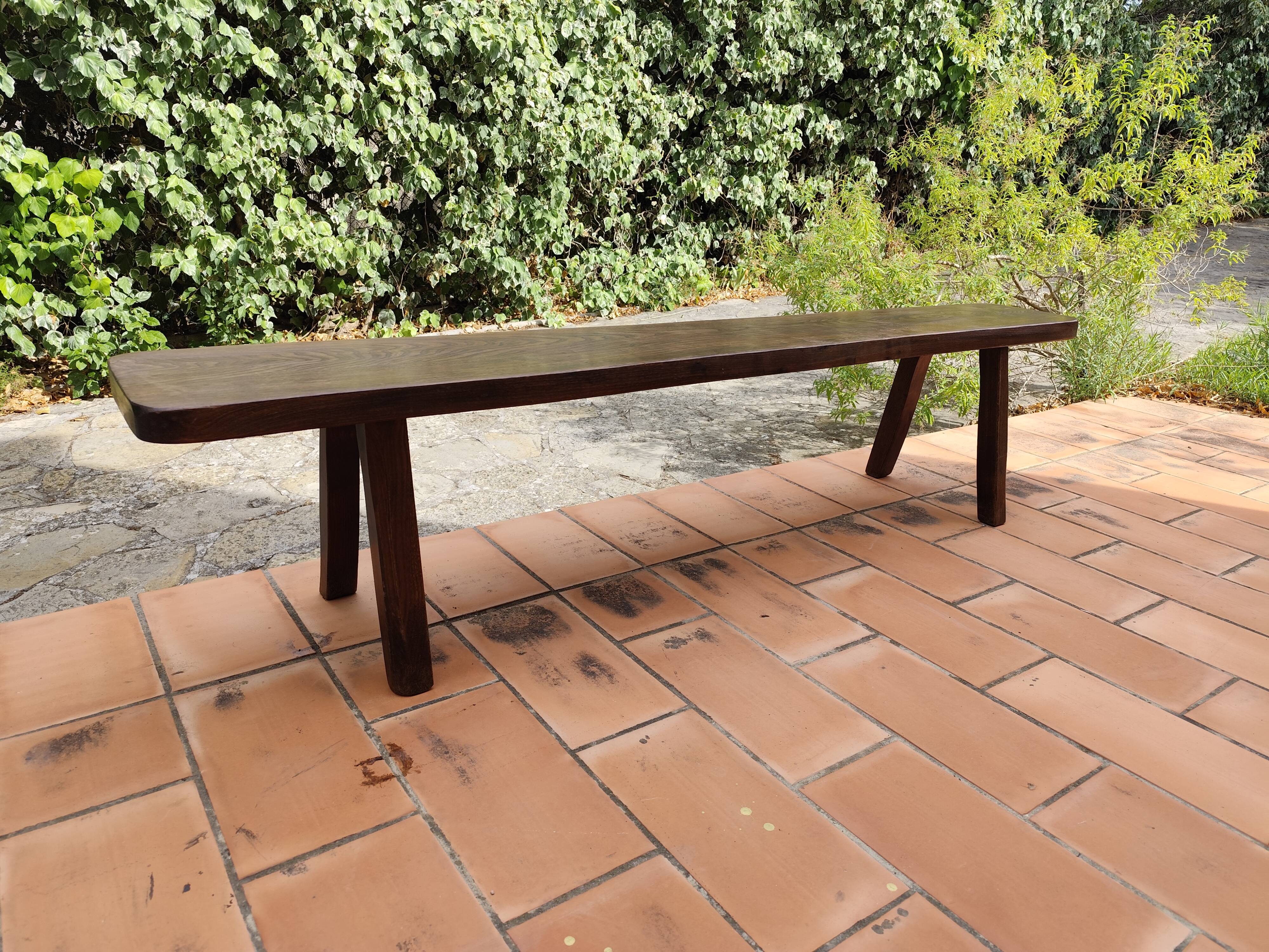 Olavi Hanninen bench solid elm brutalist vintage 1950