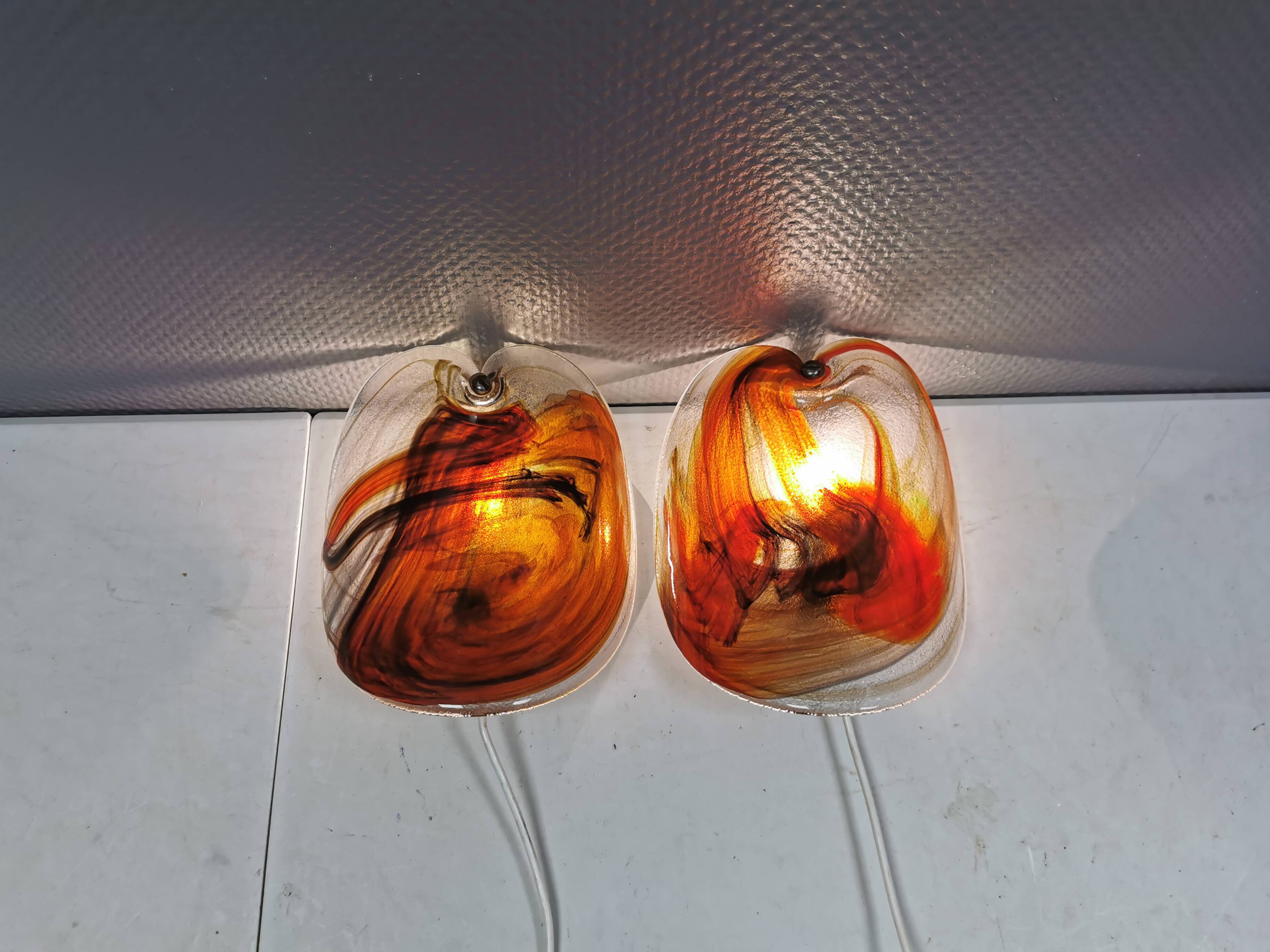 Wonderfully crafted glass wall lamps designed by Per Lutken for Holmegaard