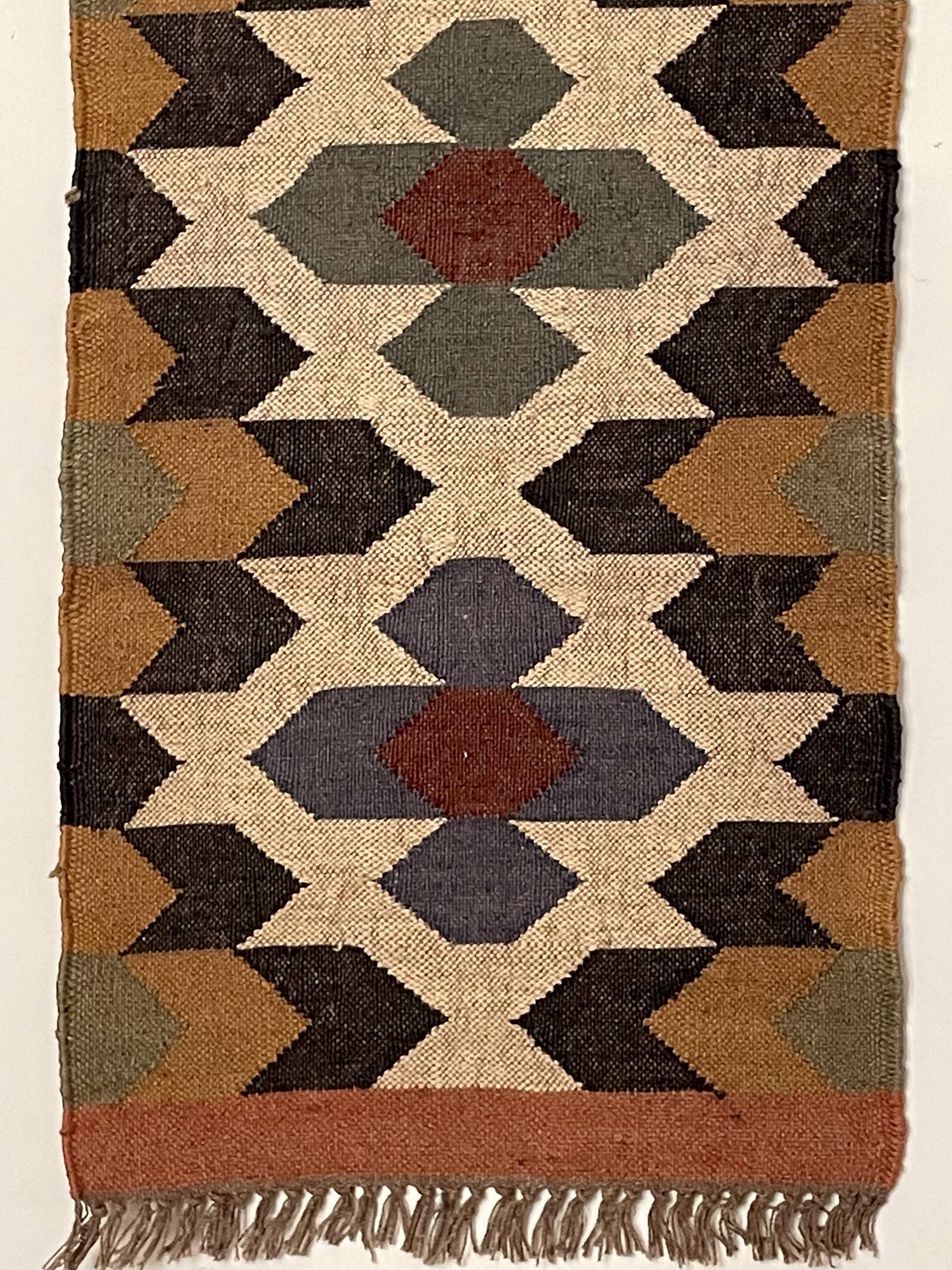 Tapis de couloir Kilim turc rayé vintage coloré tissé à la main « Flat