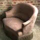 Vintage toad sofa trimmed with taupe-coloured velvet