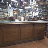 Oak tavern counter with pewter top and tubs