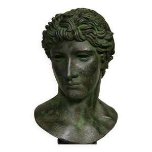 Buste d'Apollon gréco - bronze patine