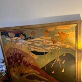 Art Deco headboard in wood and marquetry