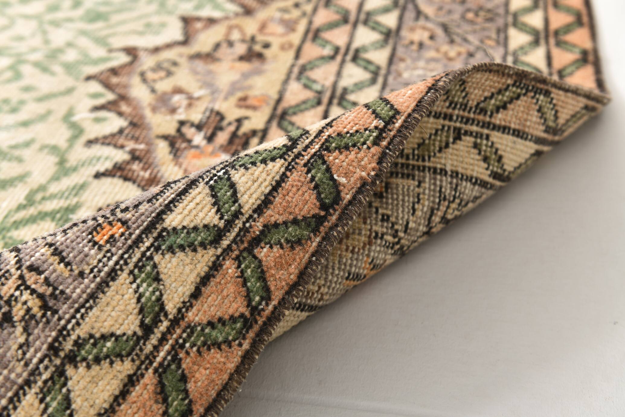6x9 Sage Green Classic Pattern Turkish Vintage Rug, 170x281 Cm