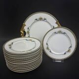 Service à dessert en porcelaine de Limoges Bernardaud avec plat et 12 assiettes