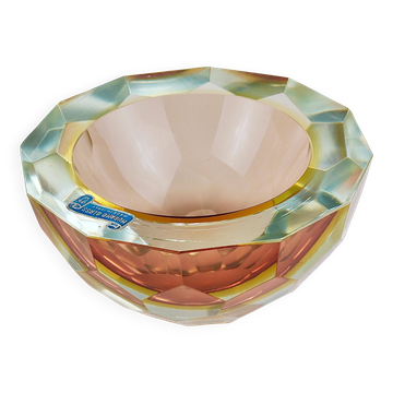 Large Faceted Murano Glass Bowl for Caviar, Italy, 1960s