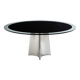 Table by Luigi Saccardo for Maison Jansen brushed steel black glass 1970