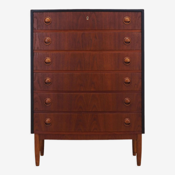 Teak chest of drawers, Danish design, 1960s, by Kai Kristiansen, manufacturer: Feldballes Møbelfabrik