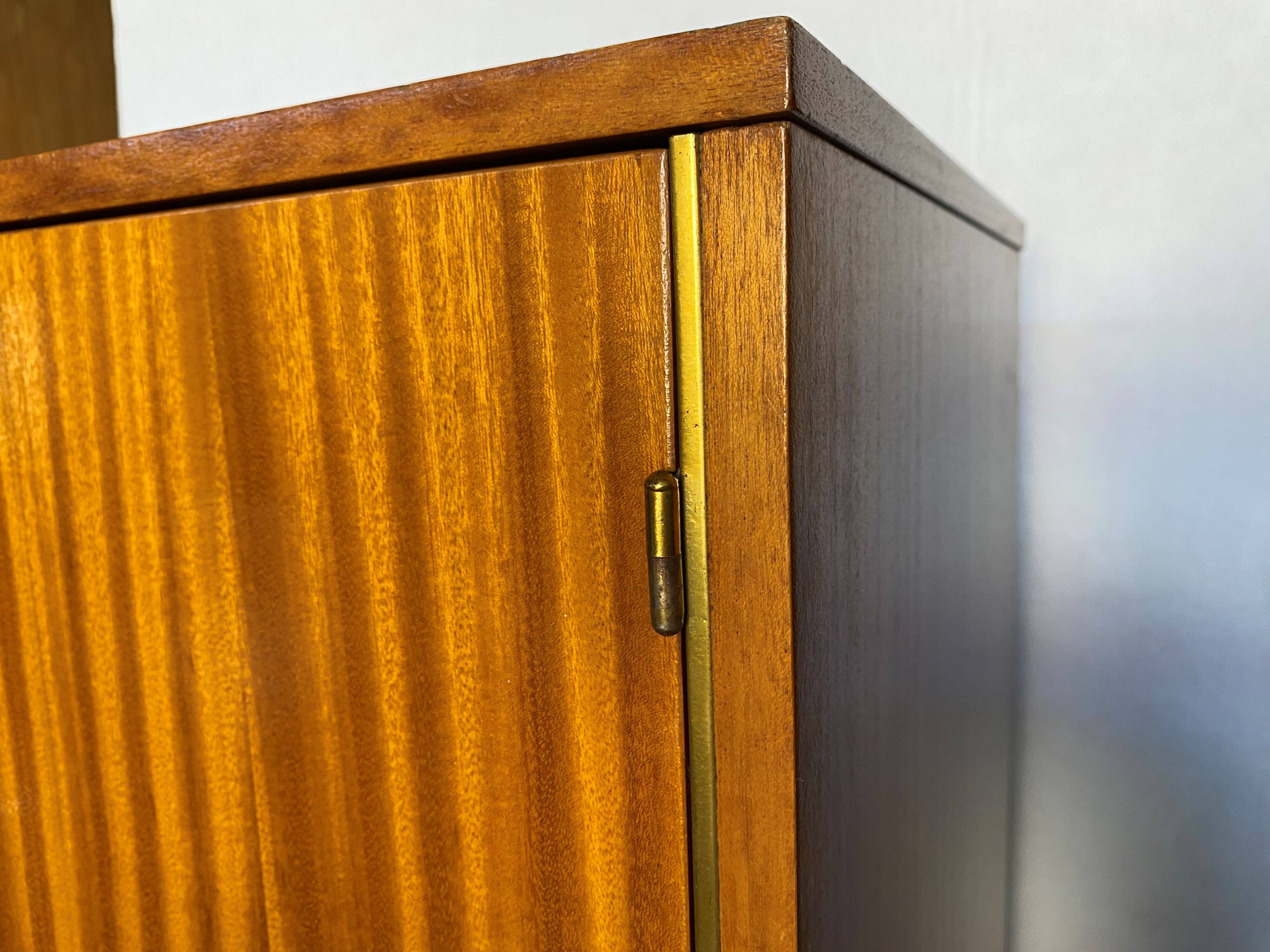 High cabinet with 2 doors in teak and vintage veneer from the 60s