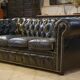 Chesterfield 3-seater sofa in black leather