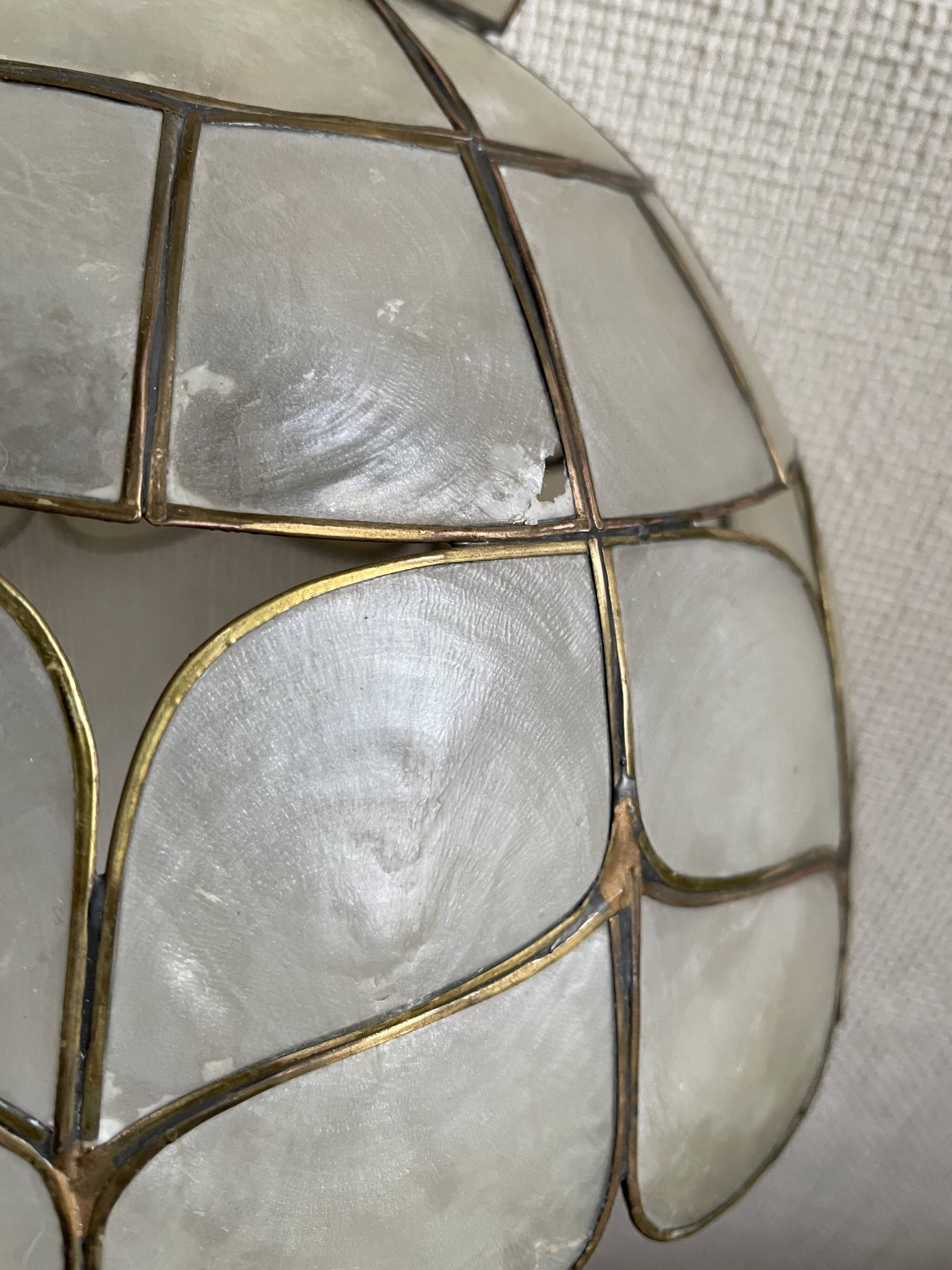 Suspension mother-of-pearl and brass diam 25 cm