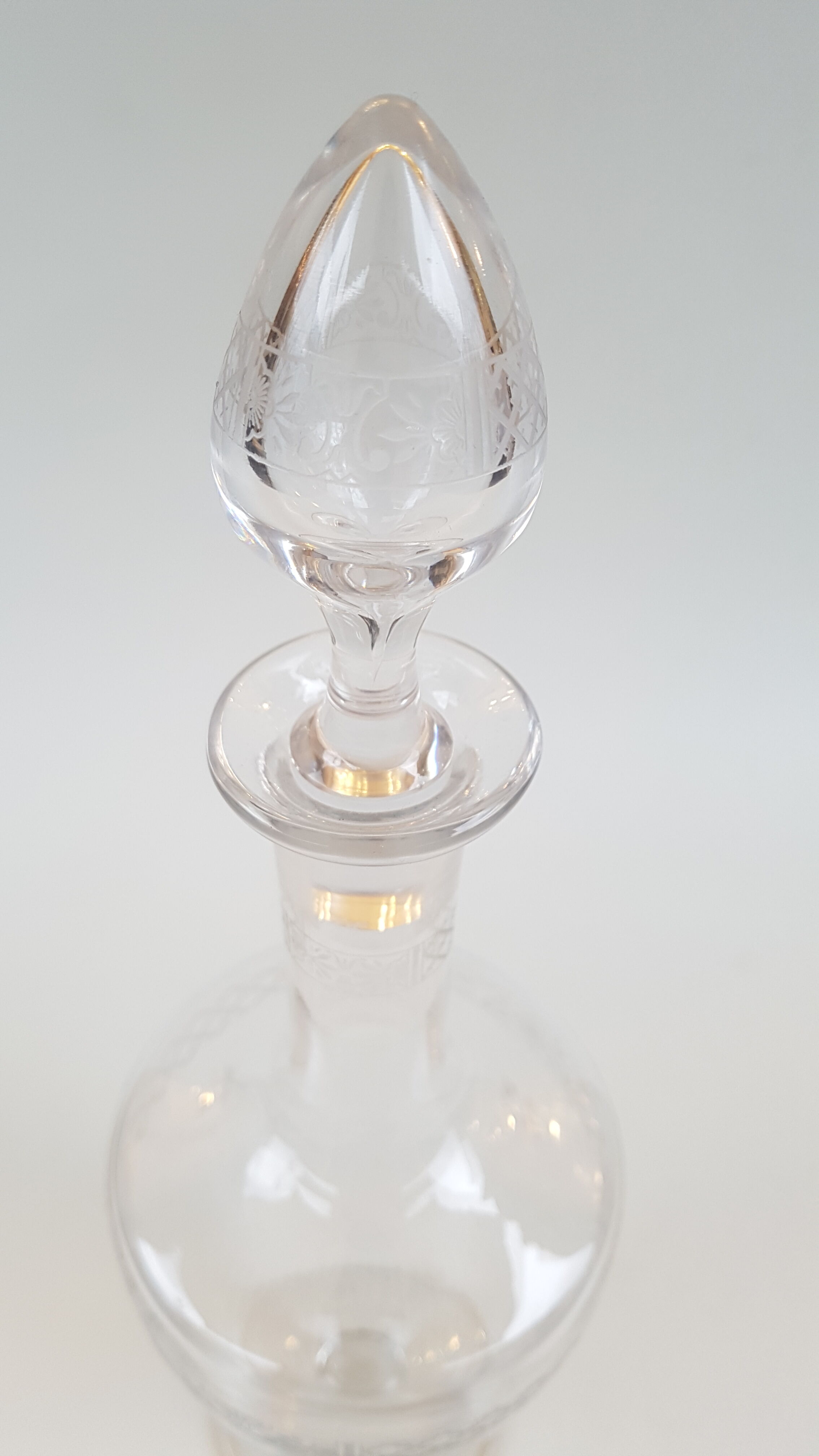 Baccarat crystal carafe, engraved frieze model, circa 1910