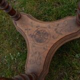 Antique Louis XVI style pedestal table in walnut with marble top