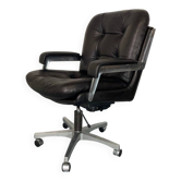 Mid-Century Italian Modernist Leather and Steel Adjustable Desk Chair, 1950s