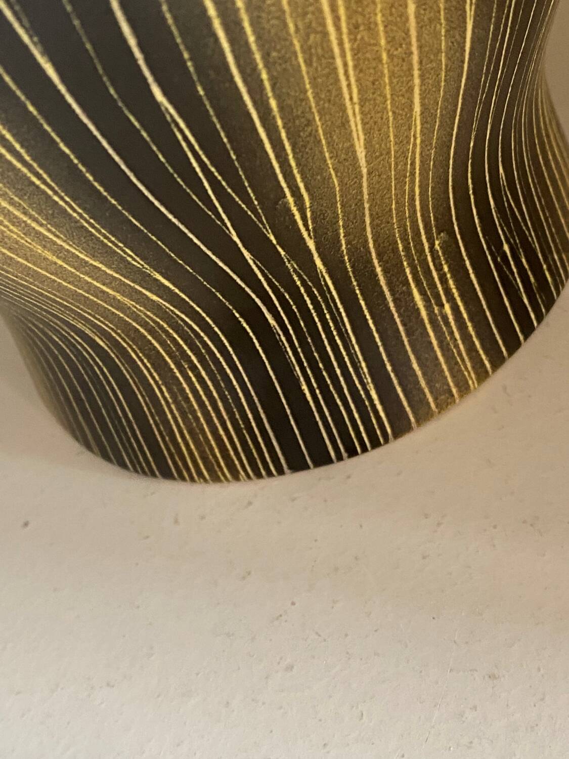 Saint Clément ceramic vase from the 50s, black and yellow