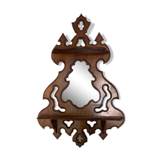 Etagère miroir en bois découpé fin XIXème