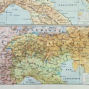Old engraving 1898, Alps, map, mountain • Original and vintage lithograph