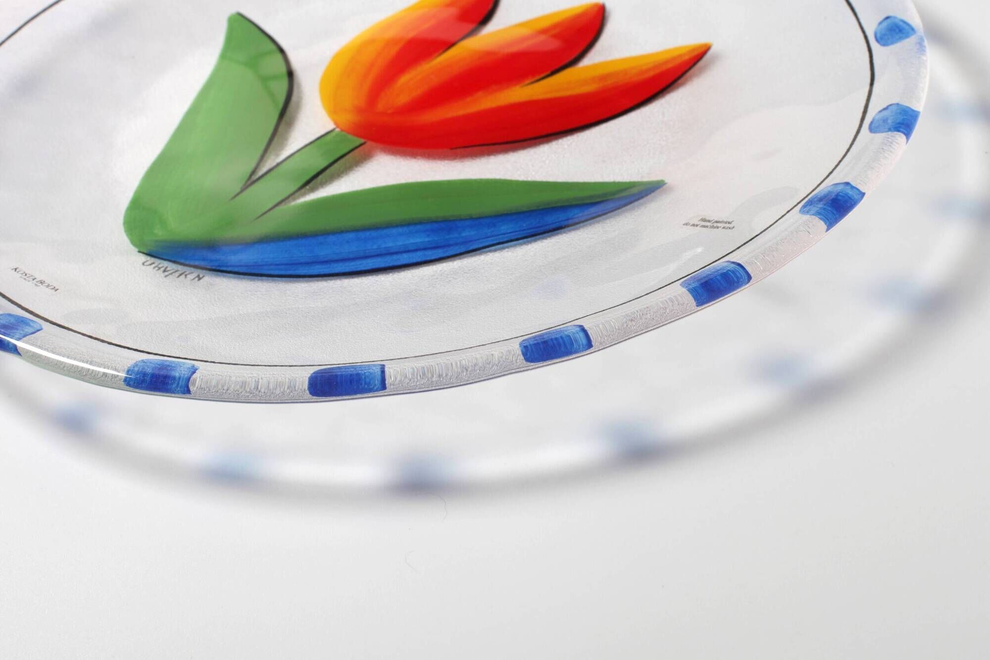 Vintage Kosta Boda Glass Plate: Ulrica Hydman Vallien Tulip Design