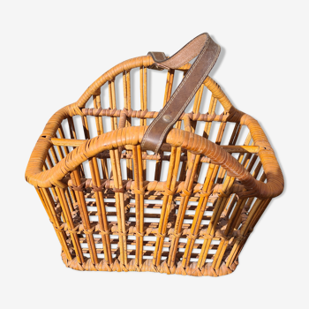 Panier en osier porte bouteilles