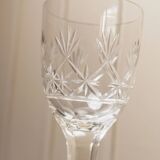 Transparent crystal glass XL Saint Louis wine glass with a faceted stem, France, 1930s