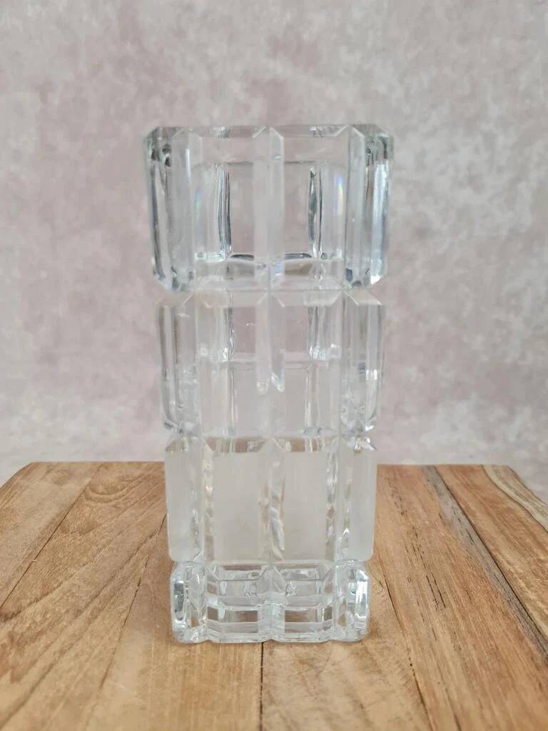 Vintage glass vase with geometric design