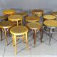 12 tabourets bas,canné, bois, Thonet Baumann Kohn Fischel 1900 à 1925