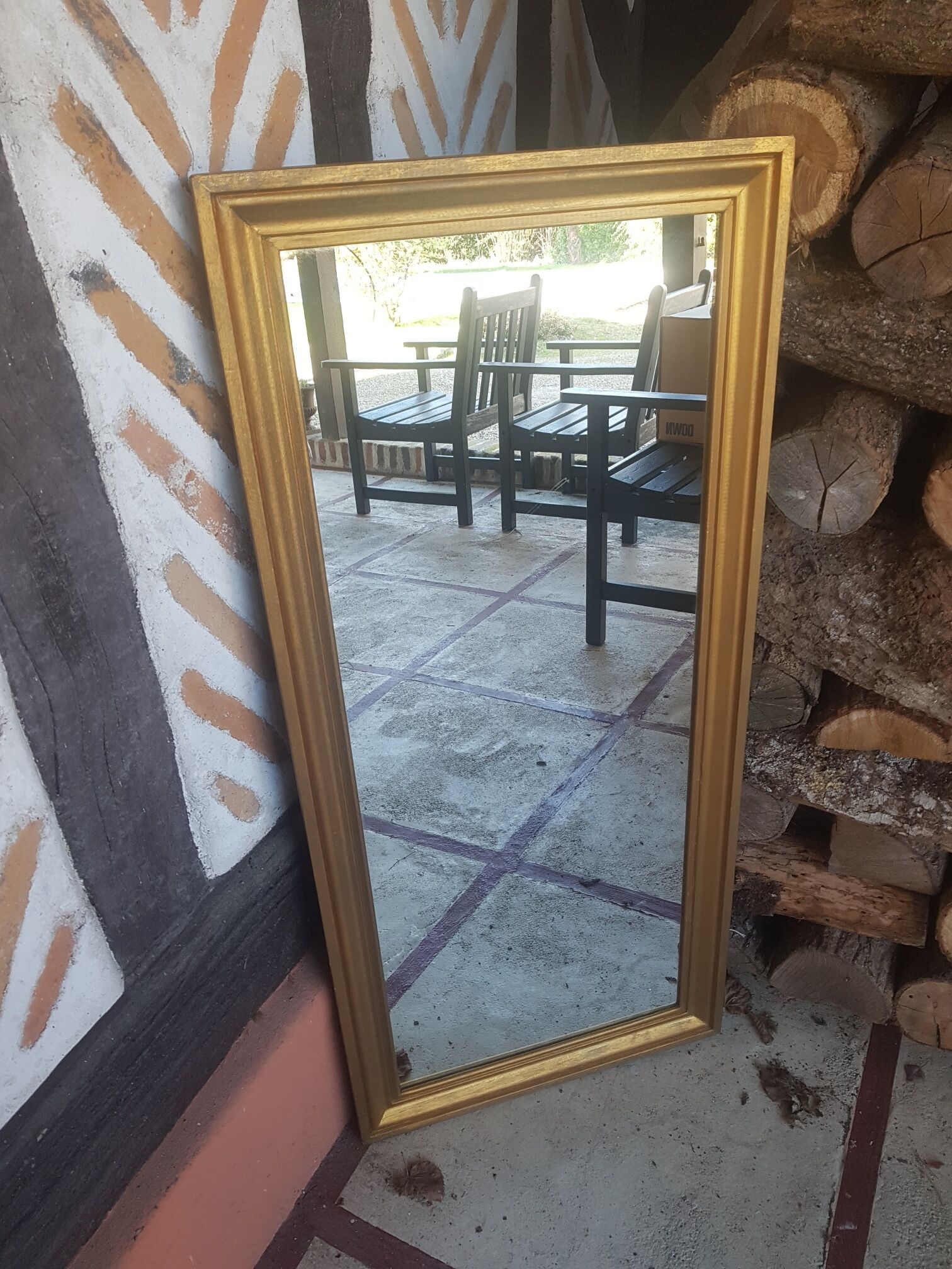 Miroir rectangulaire doré