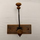 Wall coat rack hook wrought iron wood
