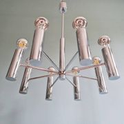 Lustre Space Age en métal chromé tubulaire, années 70