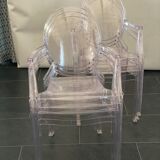 Set of six vintage transparent polycarbonate chairs