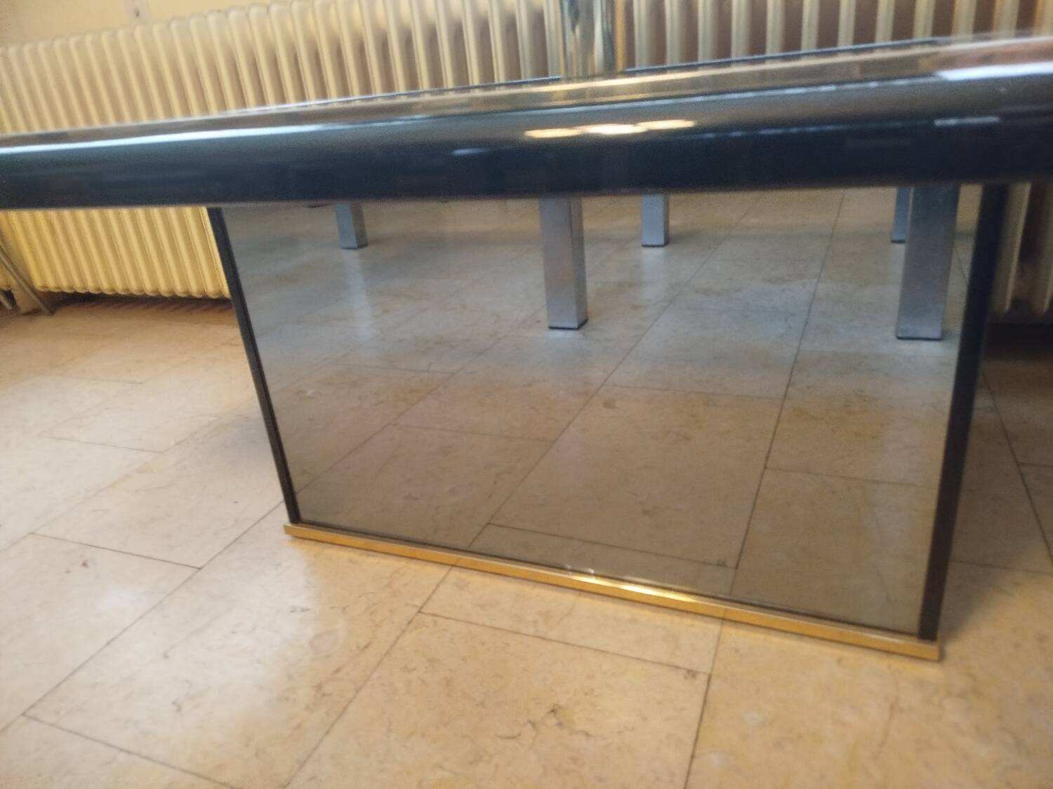 Transformable coffee table in marble and brass – fedam – italian design