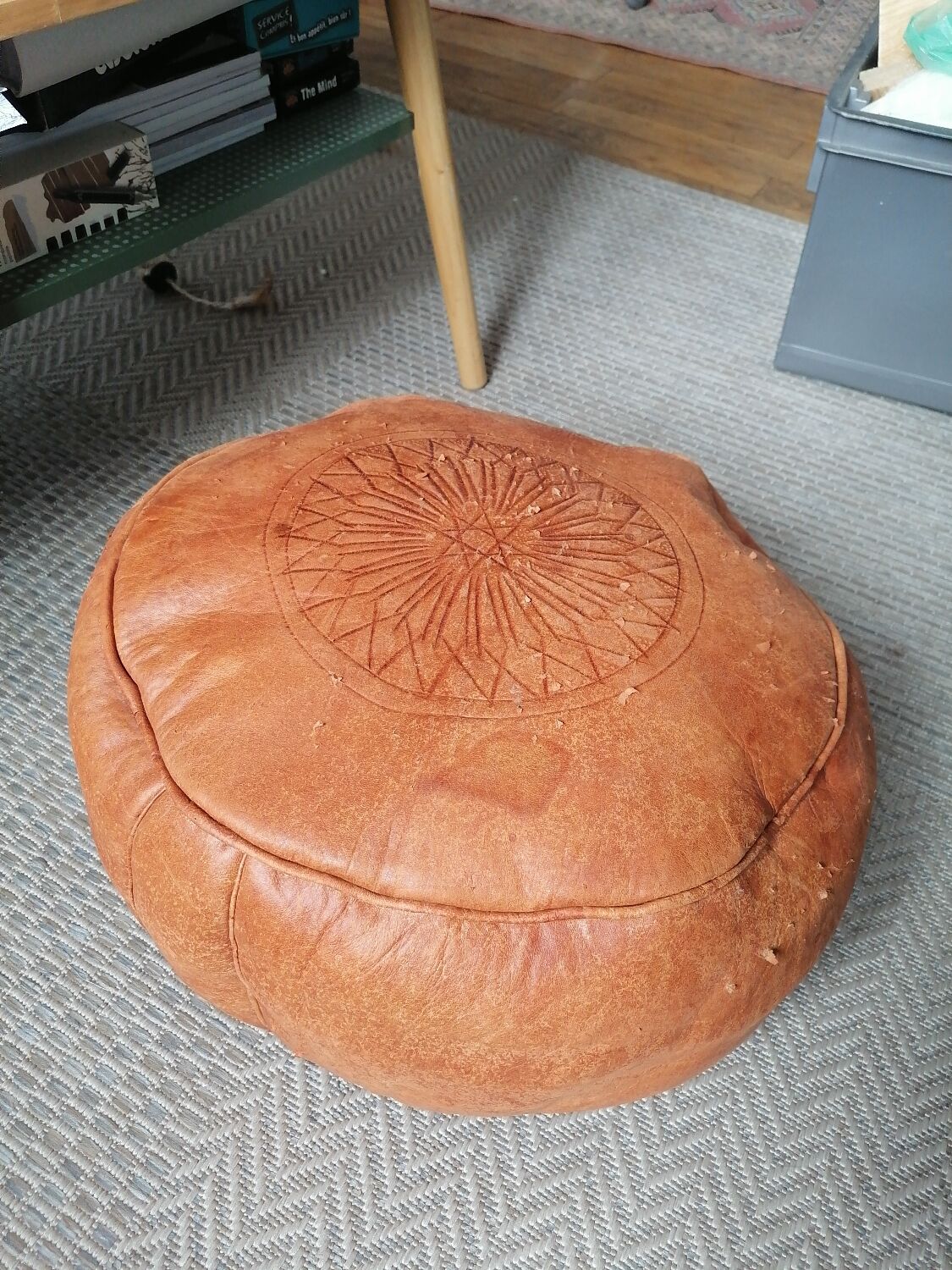 Original moroccan leather pouf