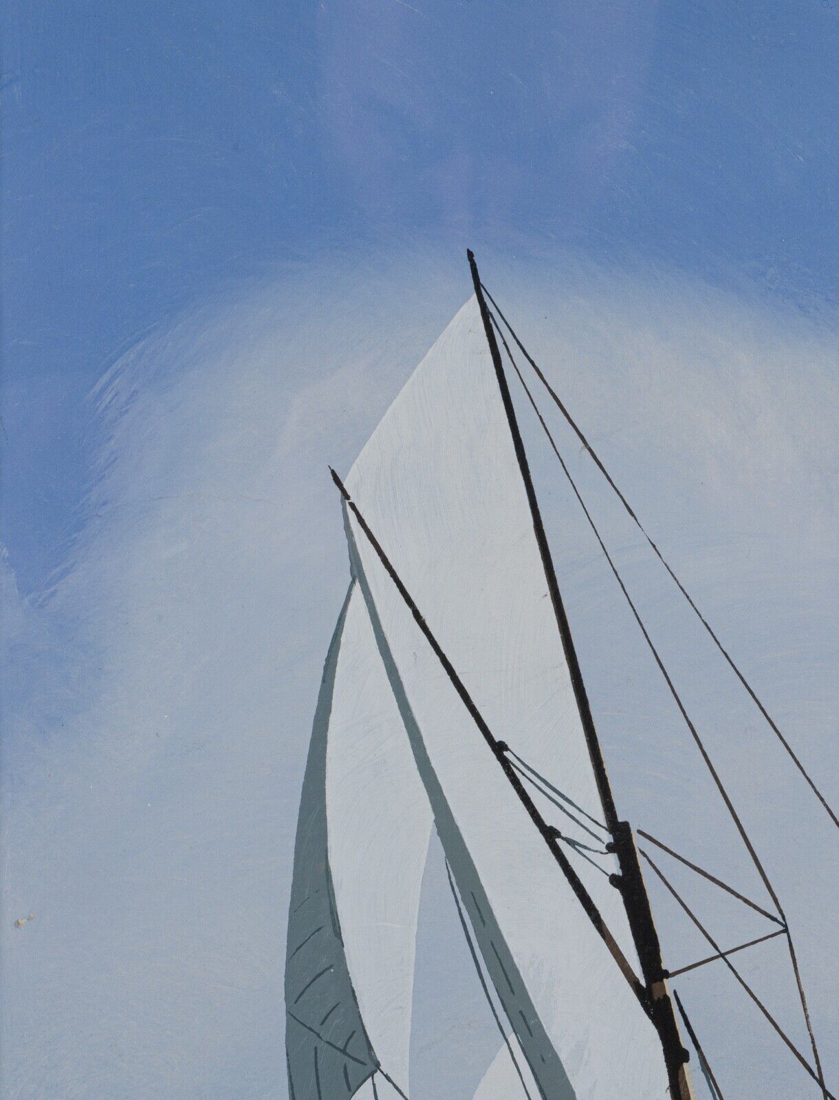 Stencil gouache by leon haffner representing a regatta boat