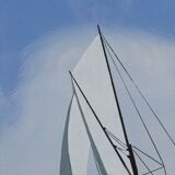 Stencil gouache by leon haffner representing a regatta boat