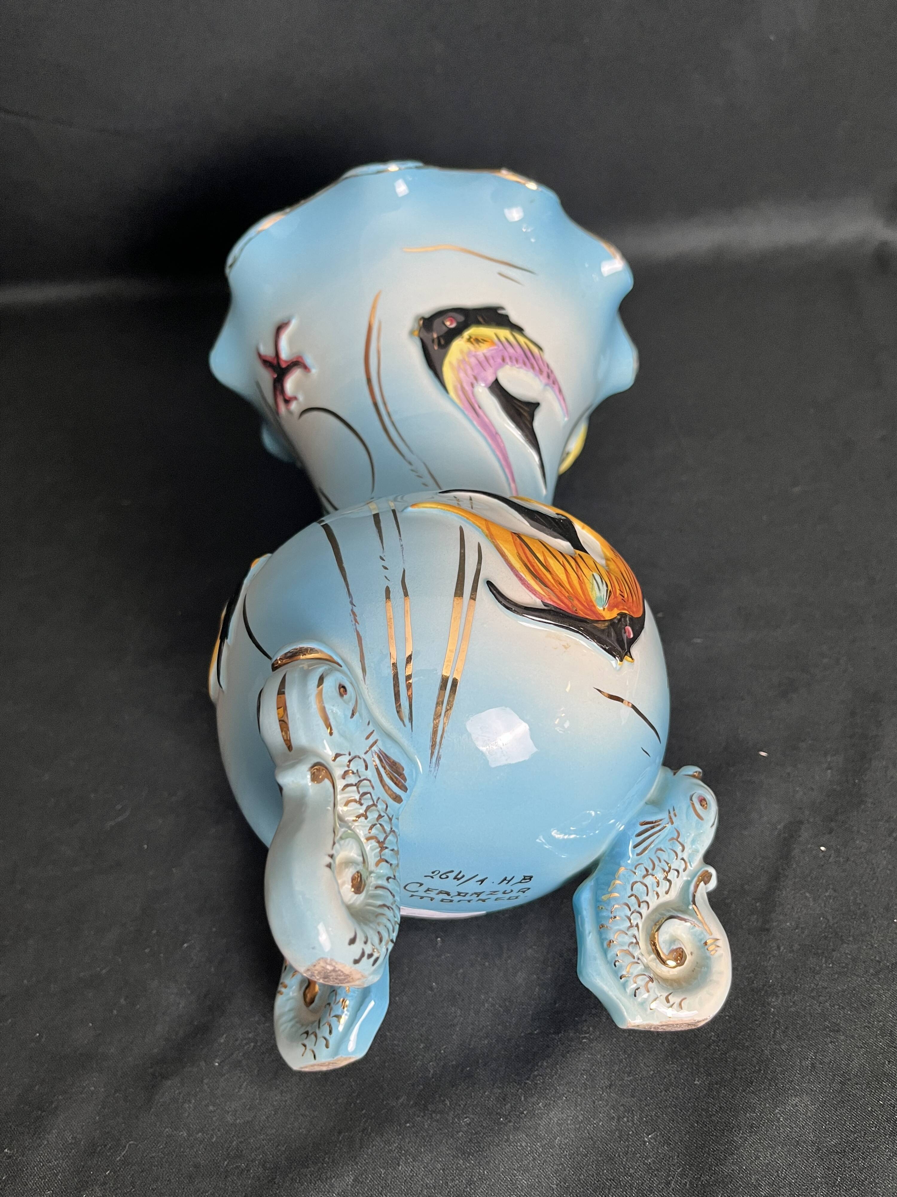 Tripod vase in Cerdazur enamelled slip, 20th century