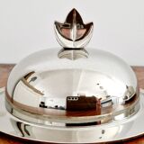 Individual butter dish in silver metal leaf decoration
