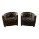 Pair of leopard velvet Schwartz armchairs