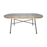 Vintage rattan and metal design coffee table