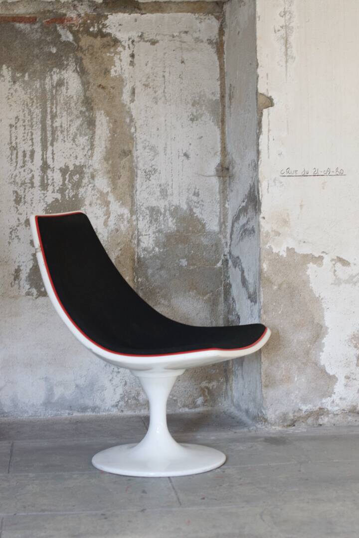 Space Age armchair lacquered fiber and fabrics 1970