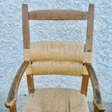 Brutalist straw armchair Folk art