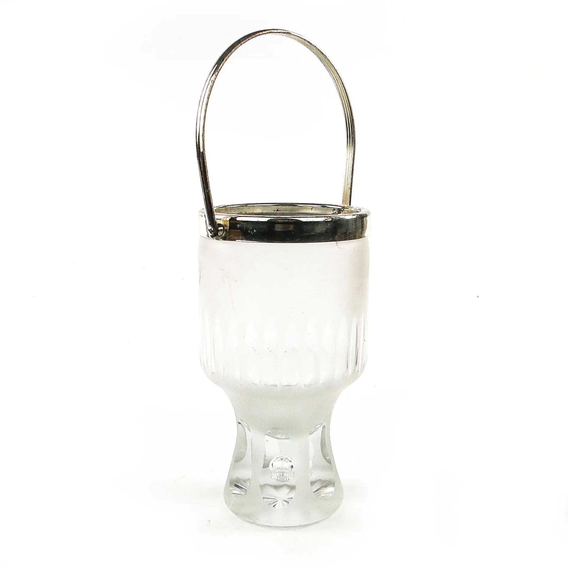 Art Deco ice bucket, glass, Val Saint Lambert, Belgium, 1950s