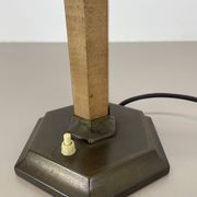 lampe de table Art déco unique en laiton et bois, Allemagne années 1930